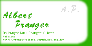 albert pranger business card